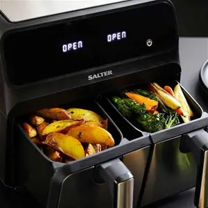 Salter 7.6L EK5196 Stainless Steel Dual Air Fryer | Robert Dyas