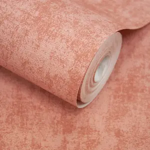 Grandeco Alba Plaster Plain Textured Wallpaper, Red