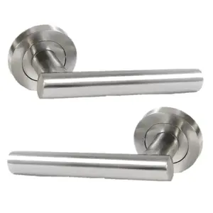 Door Handles T Bar Straight Lever on Rose Latch - Satin 125mm