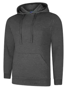 Uneek - Unisex Deluxe Hooded Sweatshirt/Jumper - 60% Ring Spun Combed Cotton 40% Polyester - Charcoal - Size L