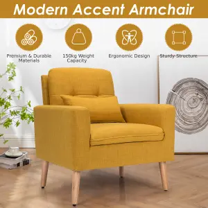 Costway Modern Upholstered Accent Sofa Chair Button Tufted Armchair Leisure Lounge Chair Yellow