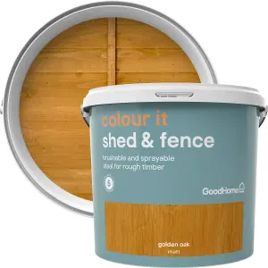 GoodHome Colour it Golden oak Matt Fence & shed Stain, 5L