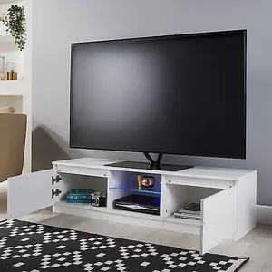 Modern White 140cm Matt Gloss TV Stand Cabinet Suitable for 40 49 50 55 65 Inch 4K LED Flat Screen TV's