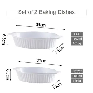  2-Piece Ceramic Baking Dish Set Grey