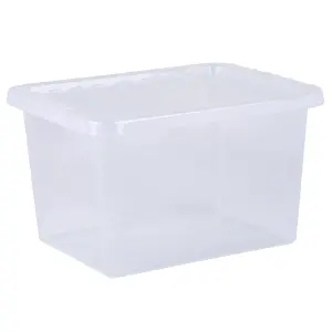 Wham Crystal 25L Medium Under Bed Plastic Storage Boxes With Lids - Pack of 5. Clear, Strong,  Made in UK Clear