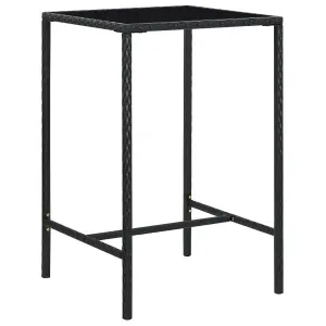 Berkfield Garden Bar Table Black 70x70x110 cm Poly Rattan and Glass