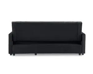 Devon 3 Seater Storage Chaise Pull Out Fabric Black Velvet Sofa bed