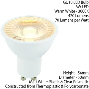 6W LED GU10 Light Bulb Warm White 3000K 420 Lumen Outdoor & Bathroom Spare Lamp