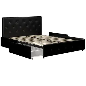 Dakota Bed with Storage PU Black, King