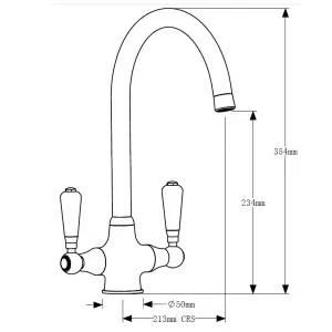 Reginox ELBE Brushed Nickel Traditional Dual Lever Kitchen Mixer Tap