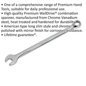 Premium 7mm Steel Combination Spanner - Long Slim Chrome Vanadium Wrench