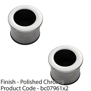 2 PACK - Small Recessed Sliding Door Flush Pull - 29mm Round 23mm Depth Polished Chrome