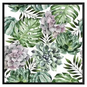 Watercolour botanical leaves (Picutre Frame) / 20x20" / Oak