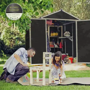 Palram - Canopia Rubicon 8x6 ft Apex Dark grey Plastic 2 door Shed with floor