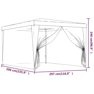 Berkfield Party Tent with 4 Mesh Sidewalls Green 3x4 m HDPE