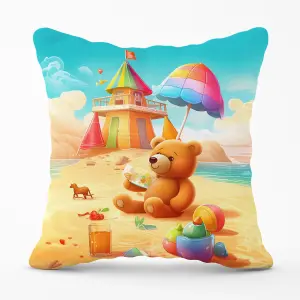 Bear On A Beach Holiday Cushions 60cm x 60cm