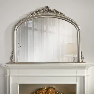 Overmantle Mirror Richmond  Arched Shape with Antique Champagne Frame- H 91cm x W 122cmx D 5cm for Hanging it over Fireplace