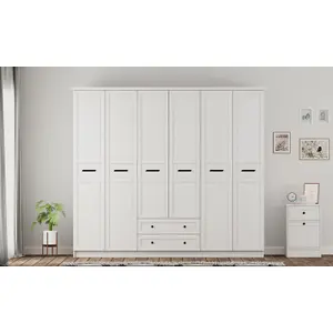 DAISY 6 Door 2 Drawer Wardrobe, White