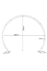 Dual Circle Arch Stand Metal Frame Round Garden Arbors- 2.6m x 2.2m, White