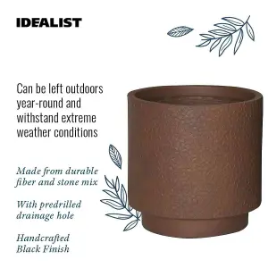 IDEALIST™ 30cm Small Round Planter, Terracotta Slate Effect Cylinder Outdoor Plant Pot D30 H30 cm, 17.2L