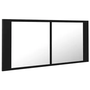 Berkfield LED Bathroom Mirror Cabinet Black 100x12x45 cm