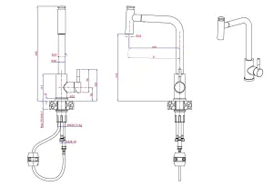 Quadron Meryl Steel pull out kitchen tap with spray function