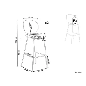 Set of 2 Bar Chairs SHONTO Light Grey