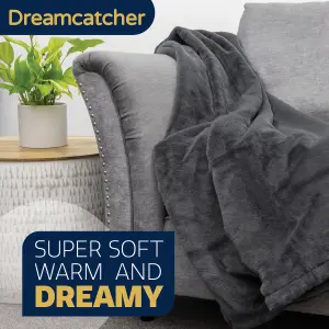 Dreamcatcher Blanket Throw Soft Faux Fur 160 x 130cm Overblanket Dark Grey