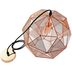 Hanging Ceiling Pendant Light Bright Copper Geometric Lamp Bulb Holder Fitting