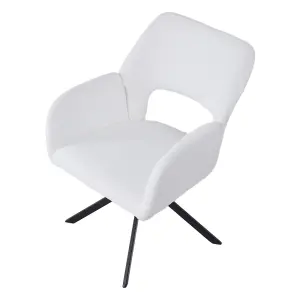 White Upholstered Leisure Swivel Chair with Metal Legs for Living Room,Office