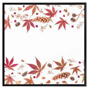 Autumn leaves half border (Picutre Frame) / 12x12" / Black