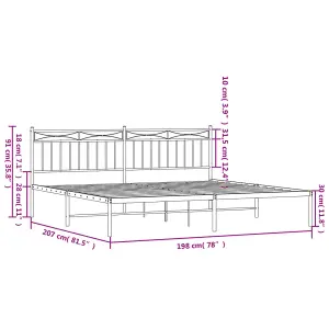 Berkfield Metal Bed Frame with Headboard Black 193x203 cm