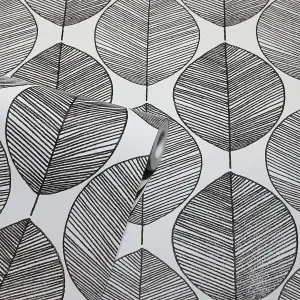 Arthouse Scandi Leaf Black & White Wallpaper