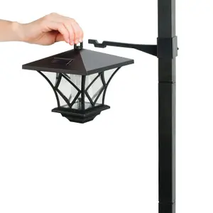 1.5m Tall Black Garden Lamp Post Lights - Solar Powered - Weatherproof - Rechargeable - Easy Assembly And Installation