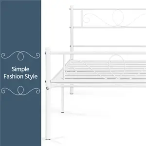 Metal Bed Frame with Headboard/Under-Bed Storage White / Single (3')