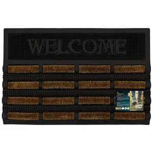 JVL Nimbus Rubber Coir Scraper Tuffscrape Doormat, 40x60cm, Welcome