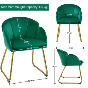 Yaheetech Green Flower Shape Velvet Armchair Accent Chair with Golden Metal Legs