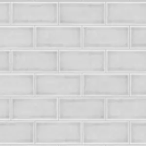 Splashwall Alloy White Cracked tile Aluminium Splashback, (H)600mm (W)2440mm (T)4mm