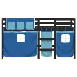 Berkfield Kids' Loft Bed with Curtains without Mattress Blue 90x200 cm