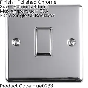 3 PACK 1 Gang 20A Single Light Switch POLISHED CHROME & GREY 2 Way Metal Rocker