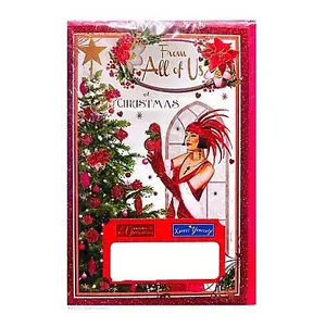 Simon Elvin From All Of Us Bauble Christmas Card (Pack of 6) Red/Green/White (One Size)