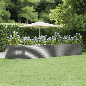 Berkfield Garden Planter Grey 447x140x68 cm Powder-coated Steel