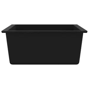 Berkfield Kitchen Sink with Overflow Hole Black Granite