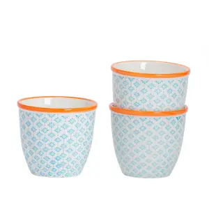 Nicola Spring - Hand-Printed Plant Pots - 14cm - Pack of 3