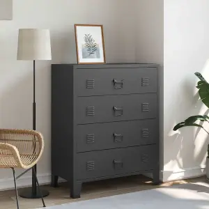 vidaXL Chest of Drawers Metal Industrial Style 78x40x93 cm Black