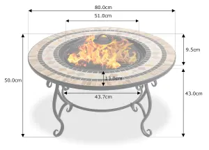 Centurion Supports Fireology BELUGA Opulent Garden Fire Pit Brazier, Coffee Table, Barbecue and Ice Bucket - Marble Finish