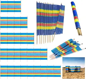 Windbreak, Extra Tall Colourful Wind Break for Camping, Caravan, Festival and Beach Windbreaker Sun Shelter Garden Screen - 4 Pole