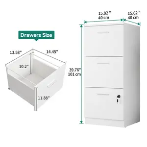 40.2cm Wide 3 -Drawer File Cabinet White