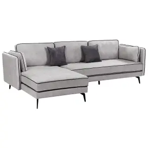 Corner Sofa ALTAN Light Grey Velvet Right Hand