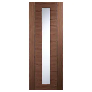 Internal Walnut Pre-Finished Forli Door with Clear Glass  - 1981 x 762 x 35mm (30")